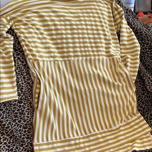 Mustard and white striped dress